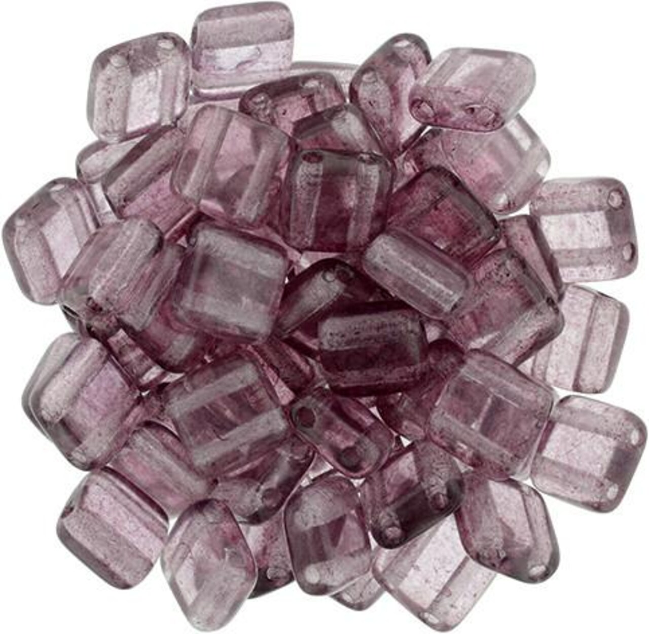 Czechmate 6mm Square Glass Czech Two Hole Tile Bead, Colortrends:Transparent Dusty Cedar